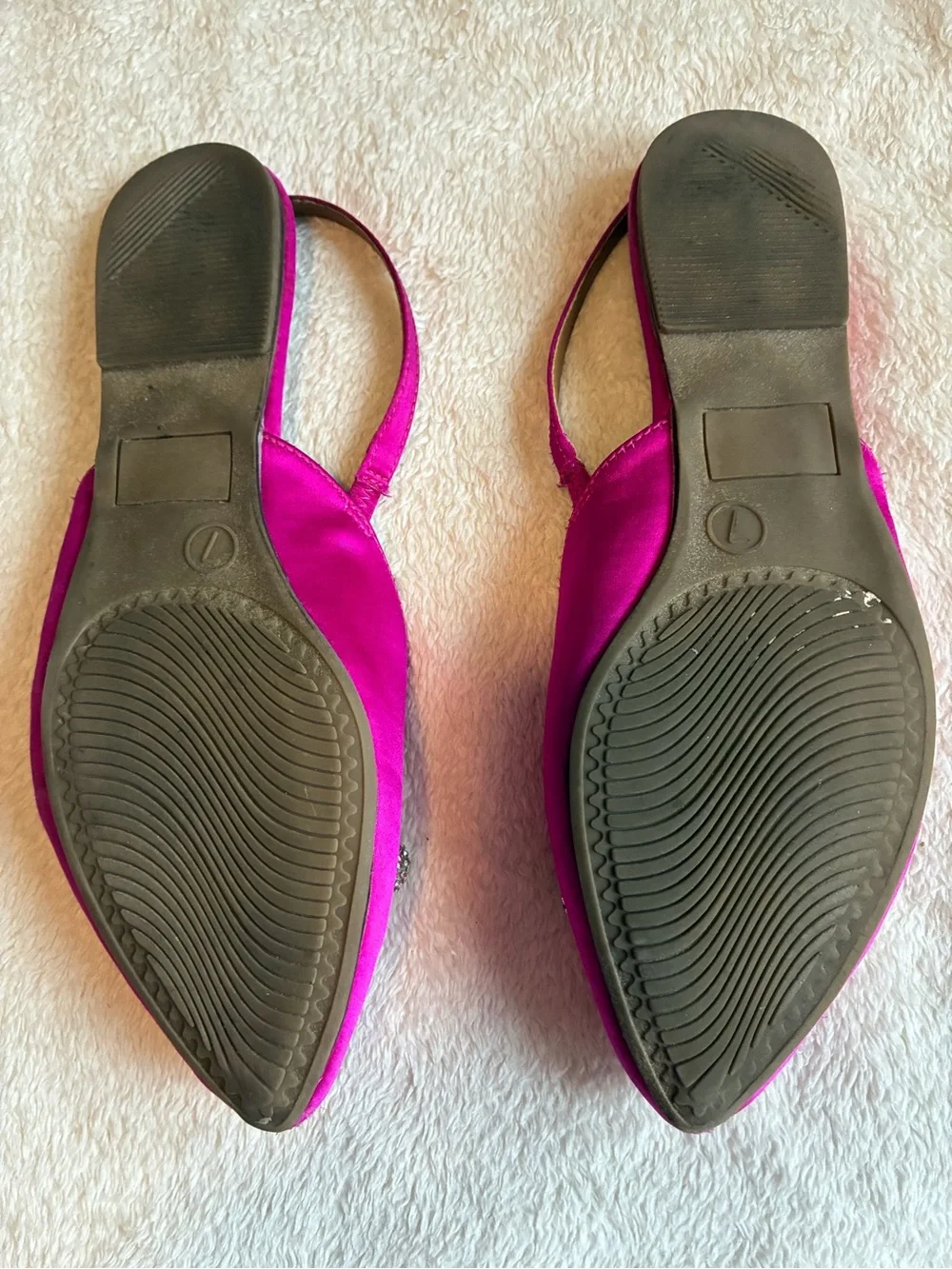 Women's Fuchsia Slingback Pointed-Toe Flats with Crystal Bow